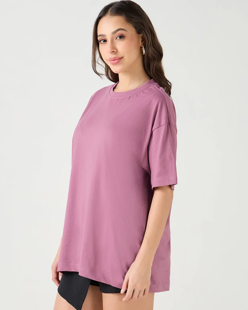 bewakoof Women's Purple Oversized T-shirt